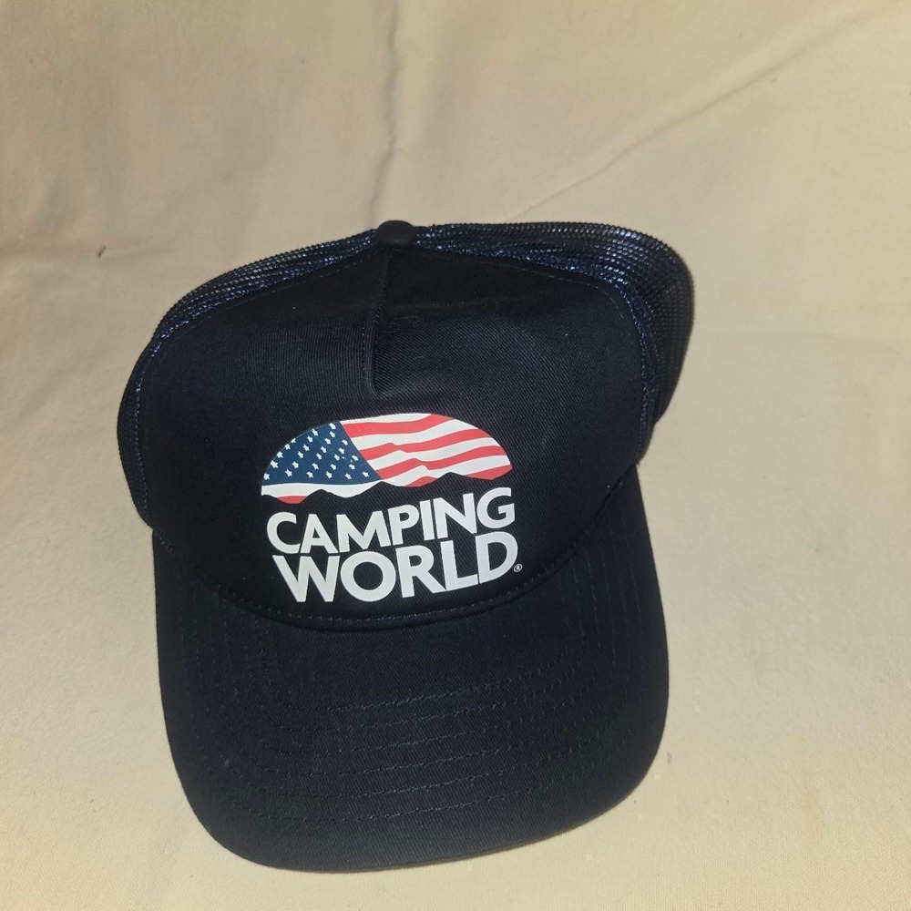 Camping World Trucker Hat Women OS Navy Blue Excellent Snapback Mesh Logo